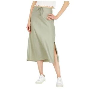 Madewell sage green Linen-Blend Drawstring Midi Slip Skirt
